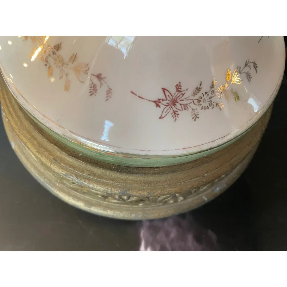 Vintage Fragonard Courting Couple Urn Lamp Green Porcelain Gold Trim Brass Base